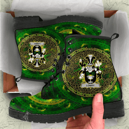 Irish Lowry or Lavery Coat of Arms Family Crest Ireland Leather Boots Celtic Tree Boots