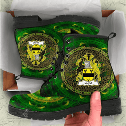 Irish McFall Coat of Arms Family Crest Ireland Leather Boots Celtic Tree Boots