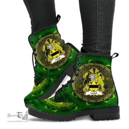 Irish McFall Coat of Arms Family Crest Ireland Leather Boots Celtic Tree Boots