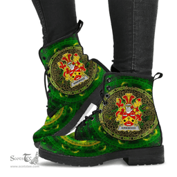 Irish Kirkwood Coat of Arms Family Crest Ireland Leather Boots Celtic Tree Boots