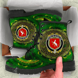 Irish House of O FALLON Coat of Arms Family Crest Ireland Leather Boots Celtic Tree Boots