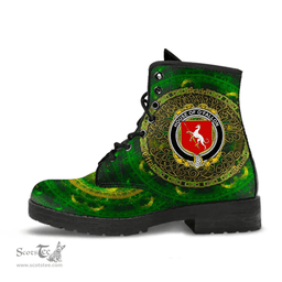Irish House of O FALLON Coat of Arms Family Crest Ireland Leather Boots Celtic Tree Boots
