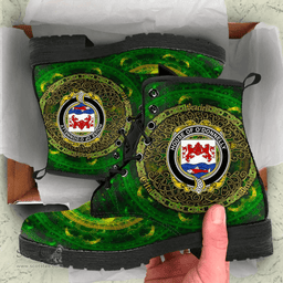 Irish House of O DONNELLY Coat of Arms Family Crest Ireland Leather Boots Celtic Tree Boots