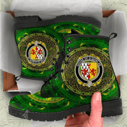 Irish House of O QUINLAN Coat of Arms Family Crest Ireland Leather Boots Celtic Tree Boots