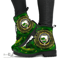 Irish House of O CALLAGHAN Coat of Arms Family Crest Ireland Leather Boots Celtic Tree Boots