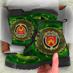 Irish House of O BRENNAN Ossory Coat of Arms Family Crest Ireland Leather Boots Celtic Tree Boots