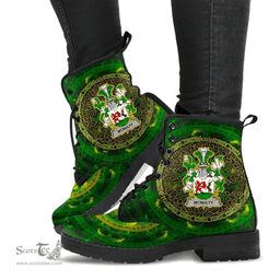Irish McNulty Coat of Arms Family Crest Ireland Leather Boots Celtic Tree Boots