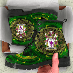 Irish McMore or More Coat of Arms Family Crest Ireland Leather Boots Celtic Tree Boots