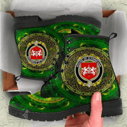 Irish House of O FINNEGAN Coat of Arms Family Crest Ireland Leather Boots Celtic Tree Boots