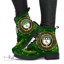 Irish House of O DOHERTY Coat of Arms Family Crest Ireland Leather Boots Celtic Tree Boots