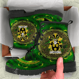 Irish Kielty ot O Quilty Coat of Arms Family Crest Ireland Leather Boots Celtic Tree Boots