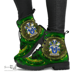 Irish McFetridge Coat of Arms Family Crest Ireland Leather Boots Celtic Tree Boots