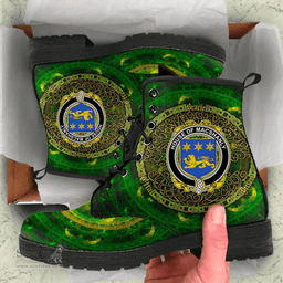 Irish House of MACSHANLY Coat of Arms Family Crest Ireland Leather Boots Celtic Tree Boots