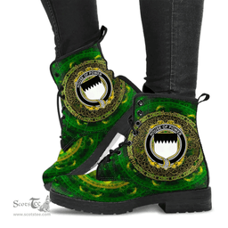 Irish House of POWER Coat of Arms Family Crest Ireland Leather Boots Celtic Tree Boots