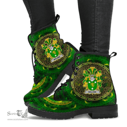 Irish Malone or O Malone Coat of Arms Family Crest Ireland Leather Boots Celtic Tree Boots