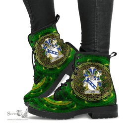 Irish Lowe Coat of Arms Family Crest Ireland Leather Boots Celtic Tree Boots