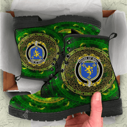 Irish House of WALL Coat of Arms Family Crest Ireland Leather Boots Celtic Tree Boots