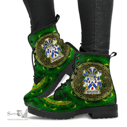 Irish Middleton Coat of Arms Family Crest Ireland Leather Boots Celtic Tree Boots