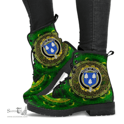 Irish House of TOBIN Coat of Arms Family Crest Ireland Leather Boots Celtic Tree Boots