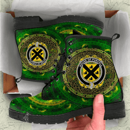 Irish House of PURCELL Coat of Arms Family Crest Ireland Leather Boots Celtic Tree Boots