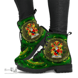 Irish Ivers Coat of Arms Family Crest Ireland Leather Boots Celtic Tree Boots