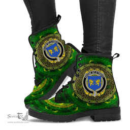 Irish House of O TREHY Troy Coat of Arms Family Crest Ireland Leather Boots Celtic Tree Boots
