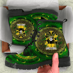 Irish Kyle Coat of Arms Family Crest Ireland Leather Boots Celtic Tree Boots