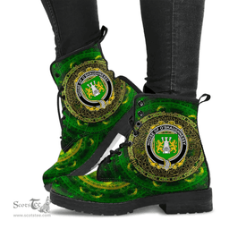 Irish House of O SHAUGNESSY Coat of Arms Family Crest Ireland Leather Boots Celtic Tree Boots