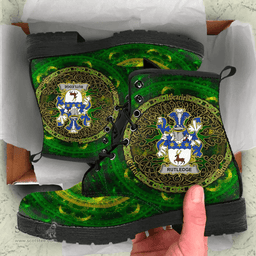 Irish Rutledge Coat of Arms Family Crest Ireland Leather Boots Celtic Tree Boots