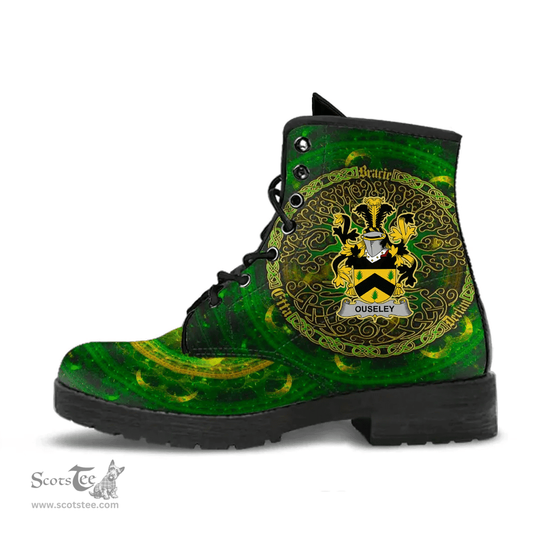 Irish Ouseley Coat of Arms Family Crest Ireland Leather Boots Celtic Tree Boots