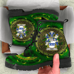 Irish Weir or McWeir Coat of Arms Family Crest Ireland Leather Boots Celtic Tree Boots
