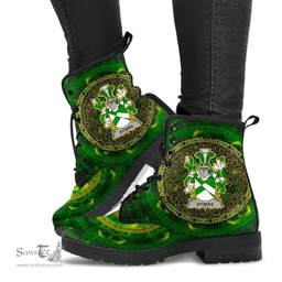 Irish Stokes Coat of Arms Family Crest Ireland Leather Boots Celtic Tree Boots