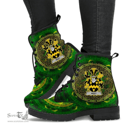 Irish West Coat of Arms Family Crest Ireland Leather Boots Celtic Tree Boots
