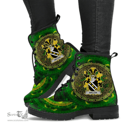 Irish Waller Coat of Arms Family Crest Ireland Leather Boots Celtic Tree Boots