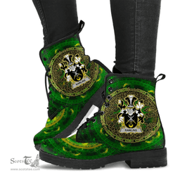 Irish Rawlins Coat of Arms Family Crest Ireland Leather Boots Celtic Tree Boots