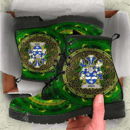 Irish Swan Coat of Arms Family Crest Ireland Leather Boots Celtic Tree Boots