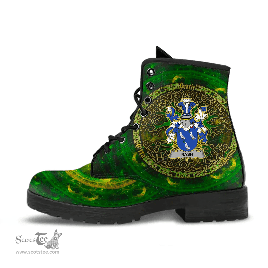 Irish Nash or Naish Coat of Arms Family Crest Ireland Leather Boots Celtic Tree Boots