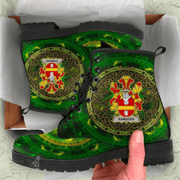 Irish Ramsden Coat of Arms Family Crest Ireland Leather Boots Celtic Tree Boots
