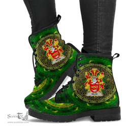 Irish Wilde Coat of Arms Family Crest Ireland Leather Boots Celtic Tree Boots