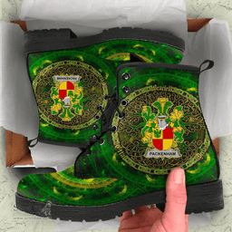 Irish Packenham Coat of Arms Family Crest Ireland Leather Boots Celtic Tree Boots