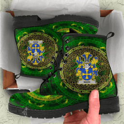 Irish Ward Coat of Arms Family Crest Ireland Leather Boots Celtic Tree Boots