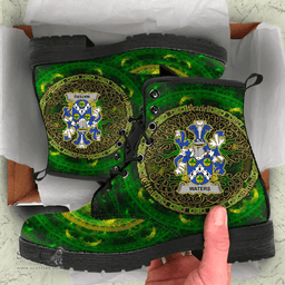 Irish Waters Coat of Arms Family Crest Ireland Leather Boots Celtic Tree Boots