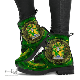 Irish Westenra Coat of Arms Family Crest Ireland Leather Boots Celtic Tree Boots