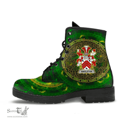 Irish Singleton Coat of Arms Family Crest Ireland Leather Boots Celtic Tree Boots