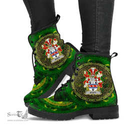 Irish Scott Coat of Arms Family Crest Ireland Leather Boots Celtic Tree Boots