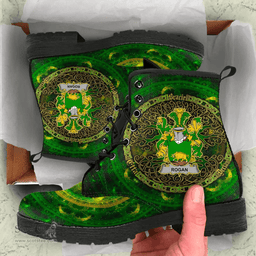 Irish Rogan or O Rogan Coat of Arms Family Crest Ireland Leather Boots Celtic Tree Boots