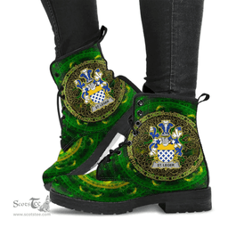 Irish St.Leger Coat of Arms Family Crest Ireland Leather Boots Celtic Tree Boots