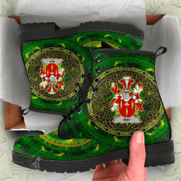 Irish Way Coat of Arms Family Crest Ireland Leather Boots Celtic Tree Boots
