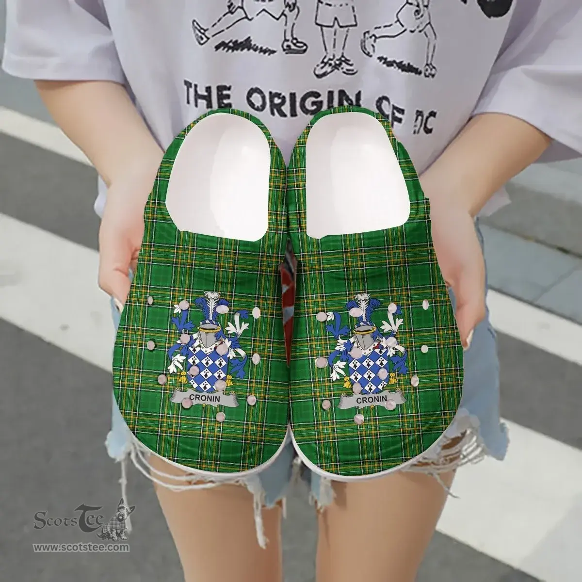 Irish Cronin or O'Cronin Coat of Arms Family Crest Ireland Clogs Irish National Tartan Irish County Clogs