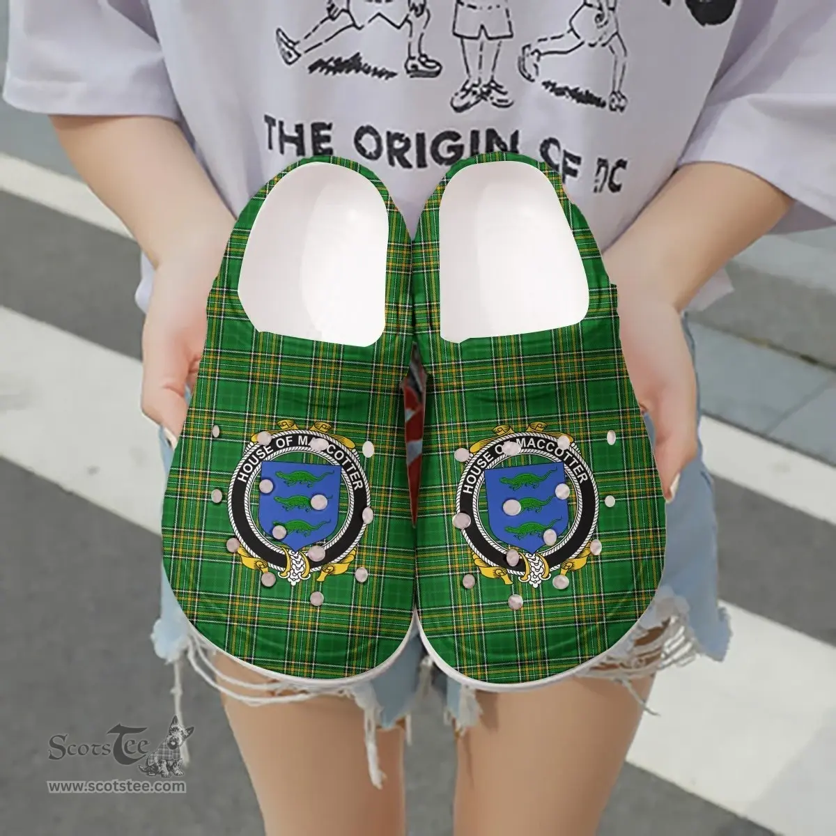 Irish House of MACCOTTER Coat of Arms Family Crest Ireland Clogs Irish National Tartan Irish County Clogs